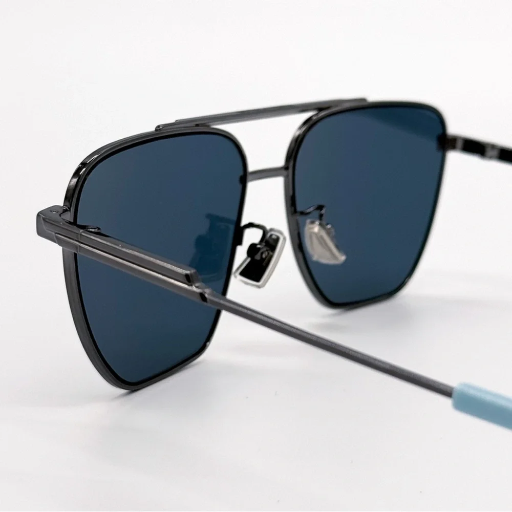 NEW BOTTEGA VENETA BV1236S 004 AVIATOR GREY BLUE METAL UNISEX SUNGLASSES